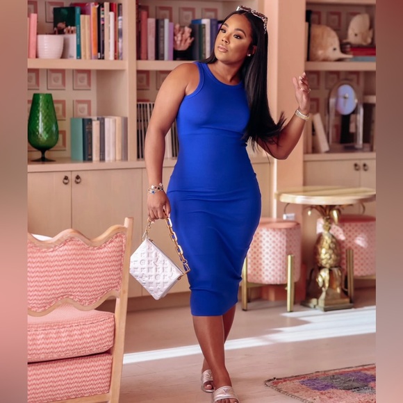 Navy Blue midi never worn before dress….size large - Picture 4 of 4